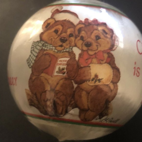 2 Vintage Ball Ornaments LK Powell Animal 1982 Animal Satin Ball Santa On Train - Picture 2 of 12